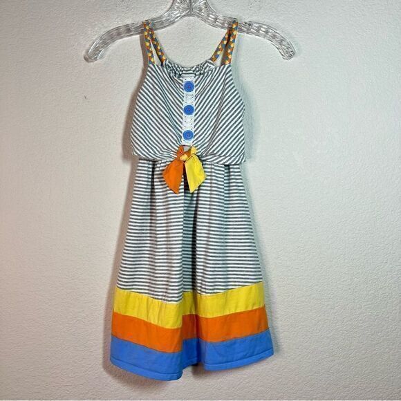 Jona Michelle Gray Yellow Striped Sleeveless Sundress Girls‎ Size 8 - Picture 2 of 8